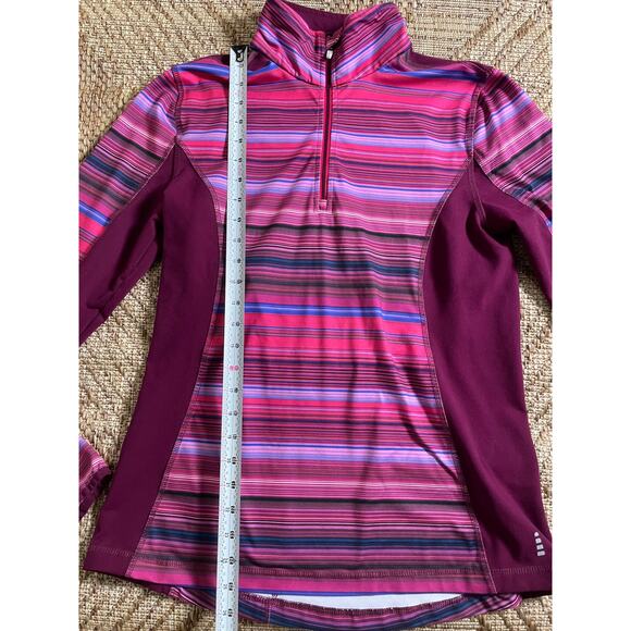 Lands' End Berry Striped Athletic Warm Up Pullover SZ Med - Picture 8 of 8